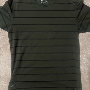BYLT Basics Dark Green Striped Tee